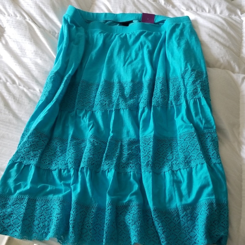 LANE BRYANT BOHO MAXI SKIRT 22/24 LACE NEW WITH TA